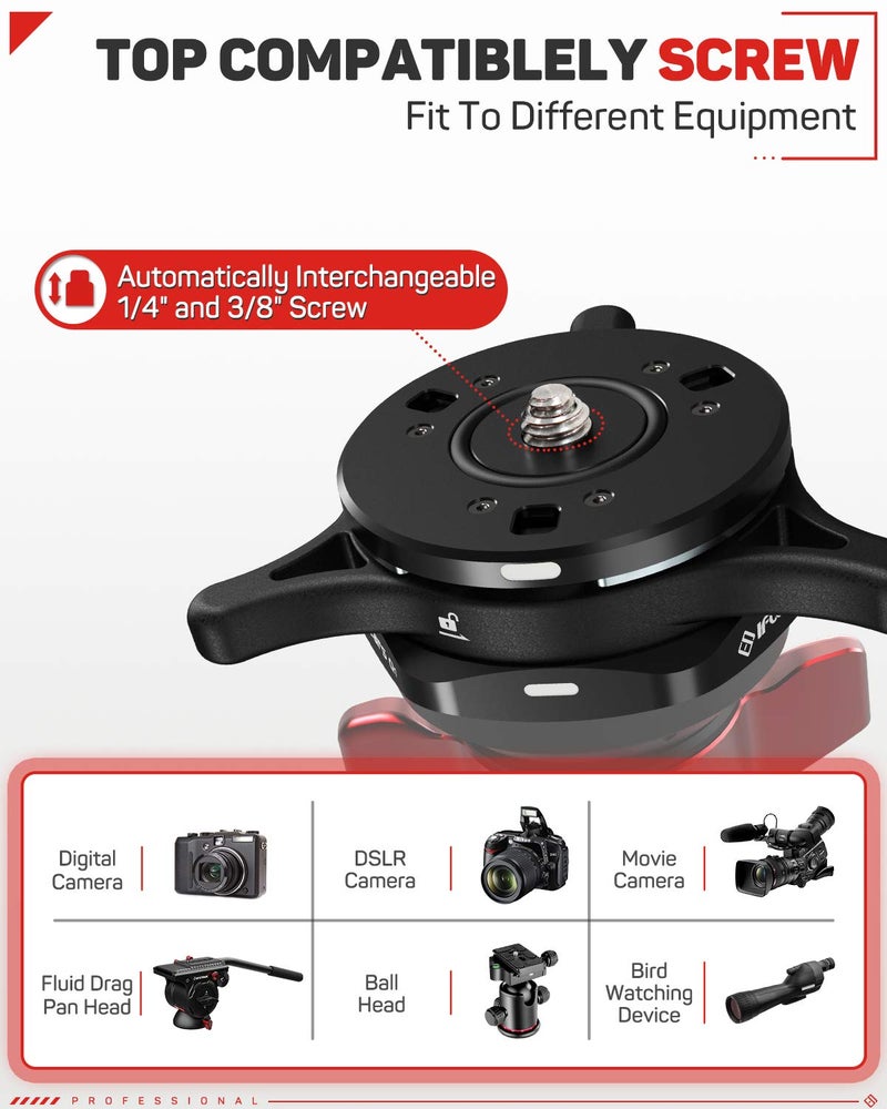 IFOOTAGE Quick Release Plate Seastar Q1S, Upgrade Camera Quick Connect Tripod Mount Compatible with Canon, Nikon, Sony DSLR Camcorder Video Photography, Ball Head,Tripod, Monopod, Slider etc - Image 3
